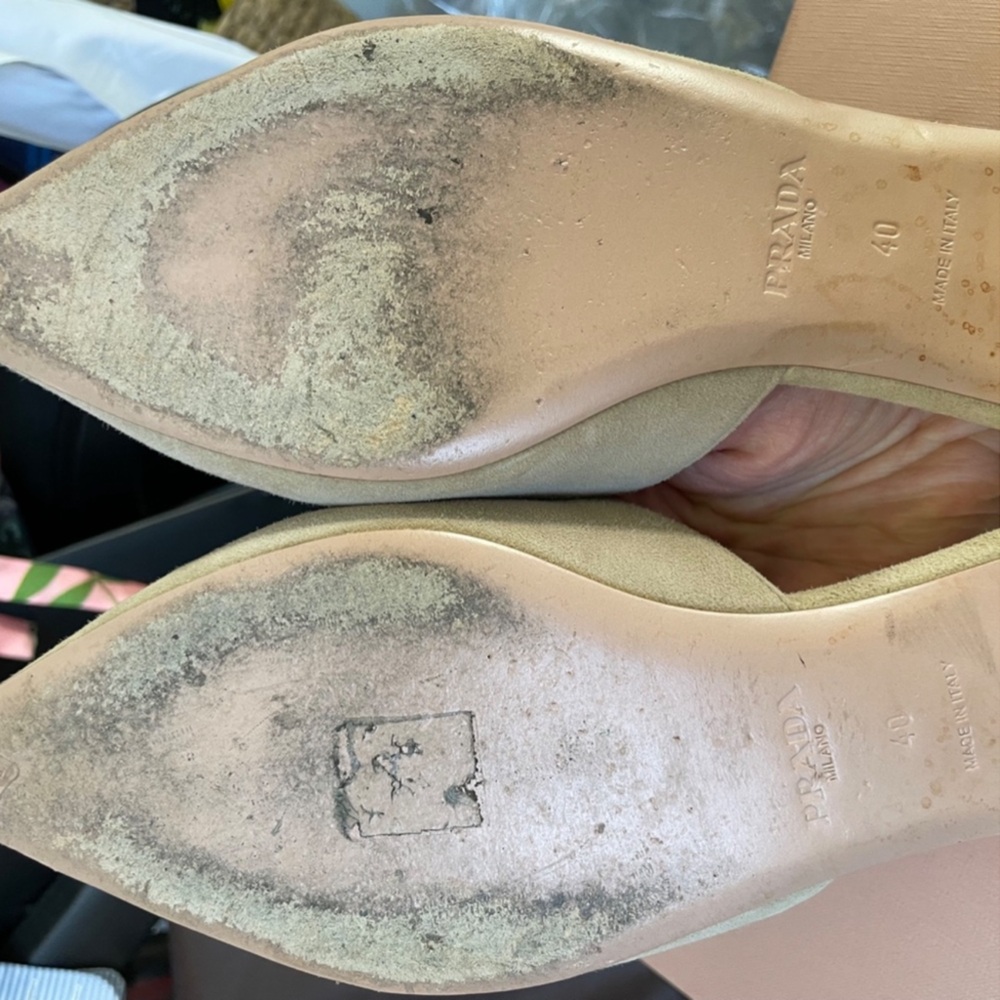Prada Beige Suede Pointed Toe Mule Slide Size 40 - Picture 6 of 6